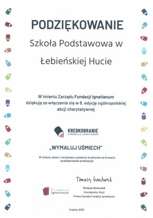 Podziękowanie za udział w akcji ''Kredkobranie''
