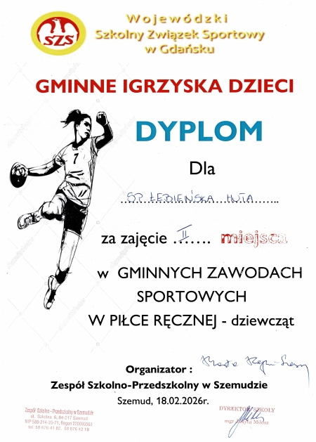 Sukces naszych uczennic w Gminnych Zawodach Sportowych w Piłce Ręcznej Dziewcząt