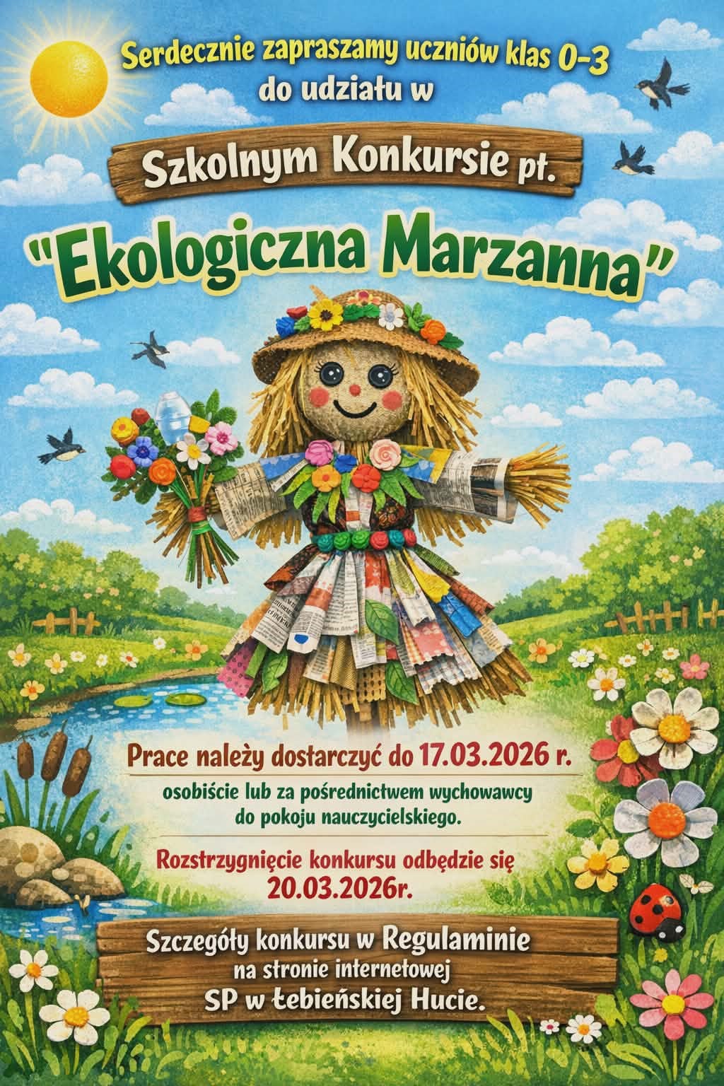 ''Ekologiczna Marzanna'' - zapraszamy do udziału w konkursie uczniów kl. 0 - 3