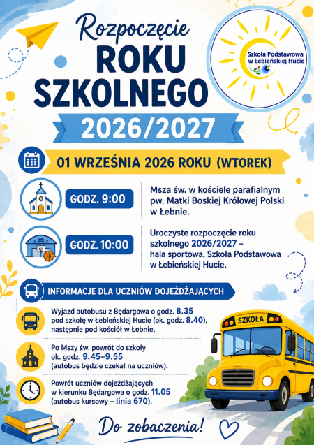 Informacja o rozpoczęciu roku szkolnego 2026/2027