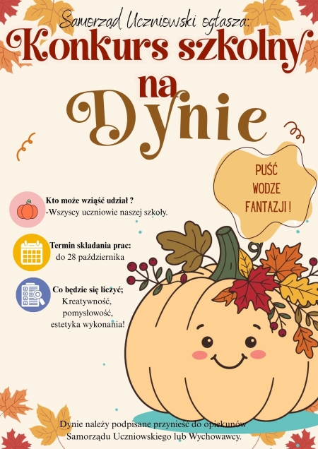 DYNIOWE SZALEŃSTWO !!! Ogłaszamy konkursy z okazji Dnia Dyni
